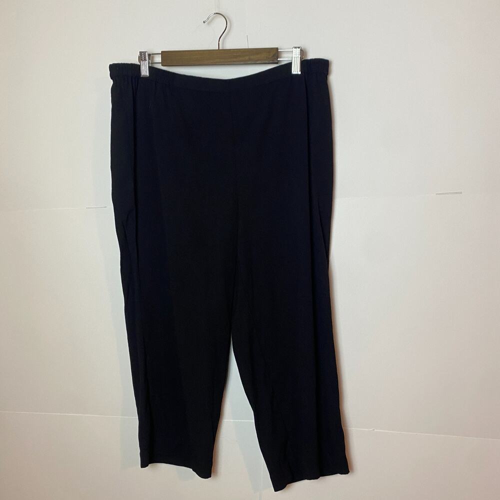 Vtg. Linea by Louis Dell'Olio Cropped Pants Sz L Crepe Textured Black Stretch
